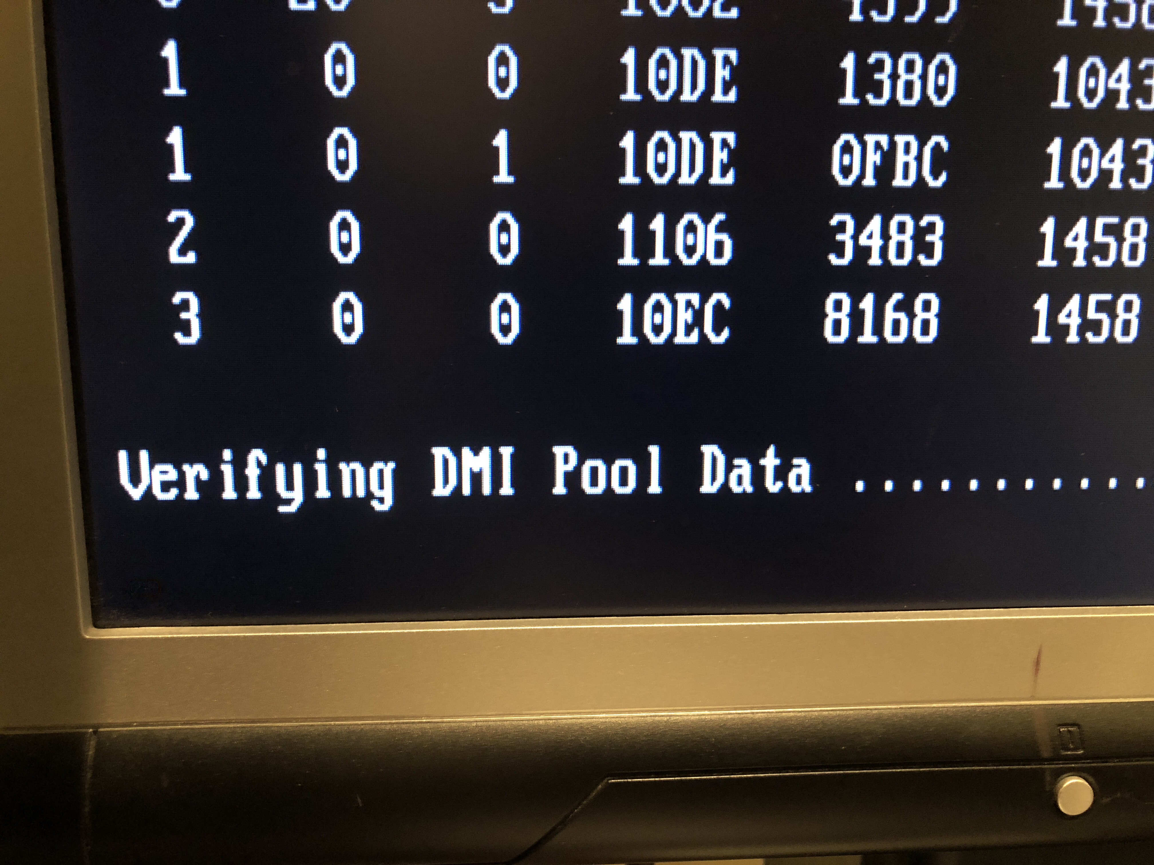 Hang At Verifying Dmi Pool Data Cpus Motherboards And Memory
