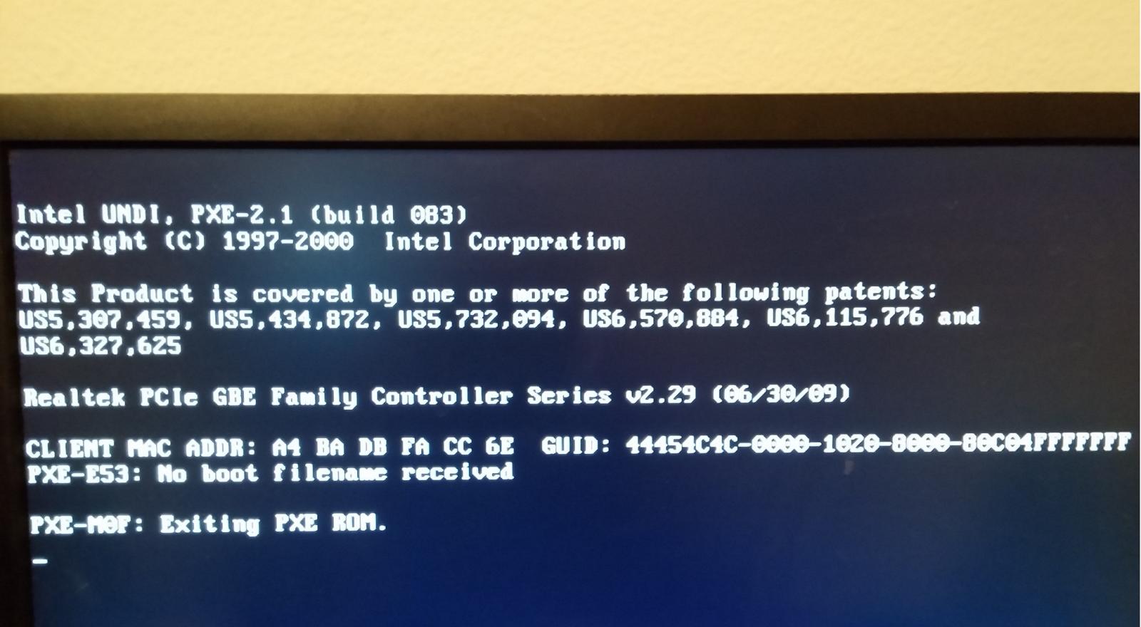 PXE-2.1 error when booting - CPUs, Motherboards, and Memory 