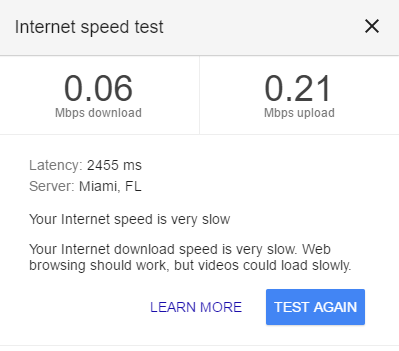 slowest internet speed networking