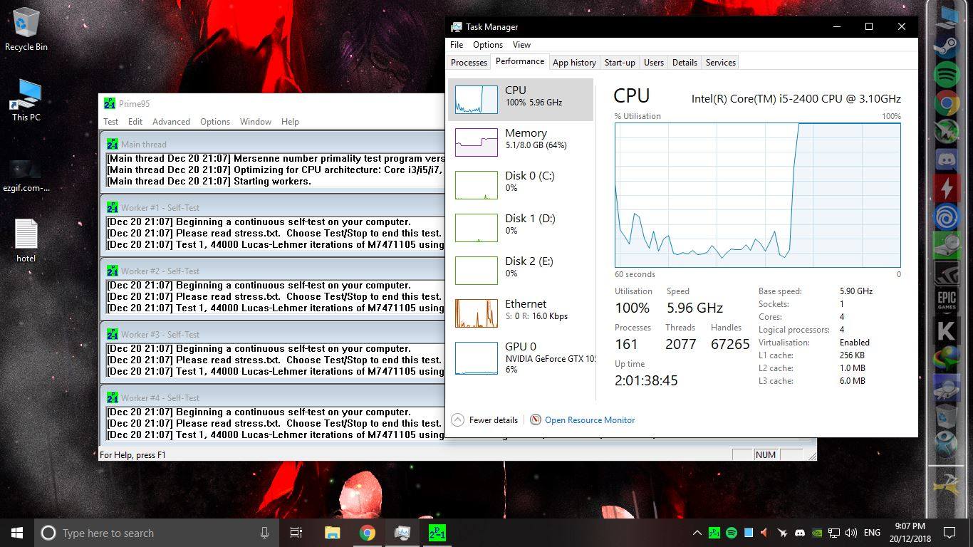 can i5-2400 run at 5.96Ghz or my Task manager is glitching? - CPUs 