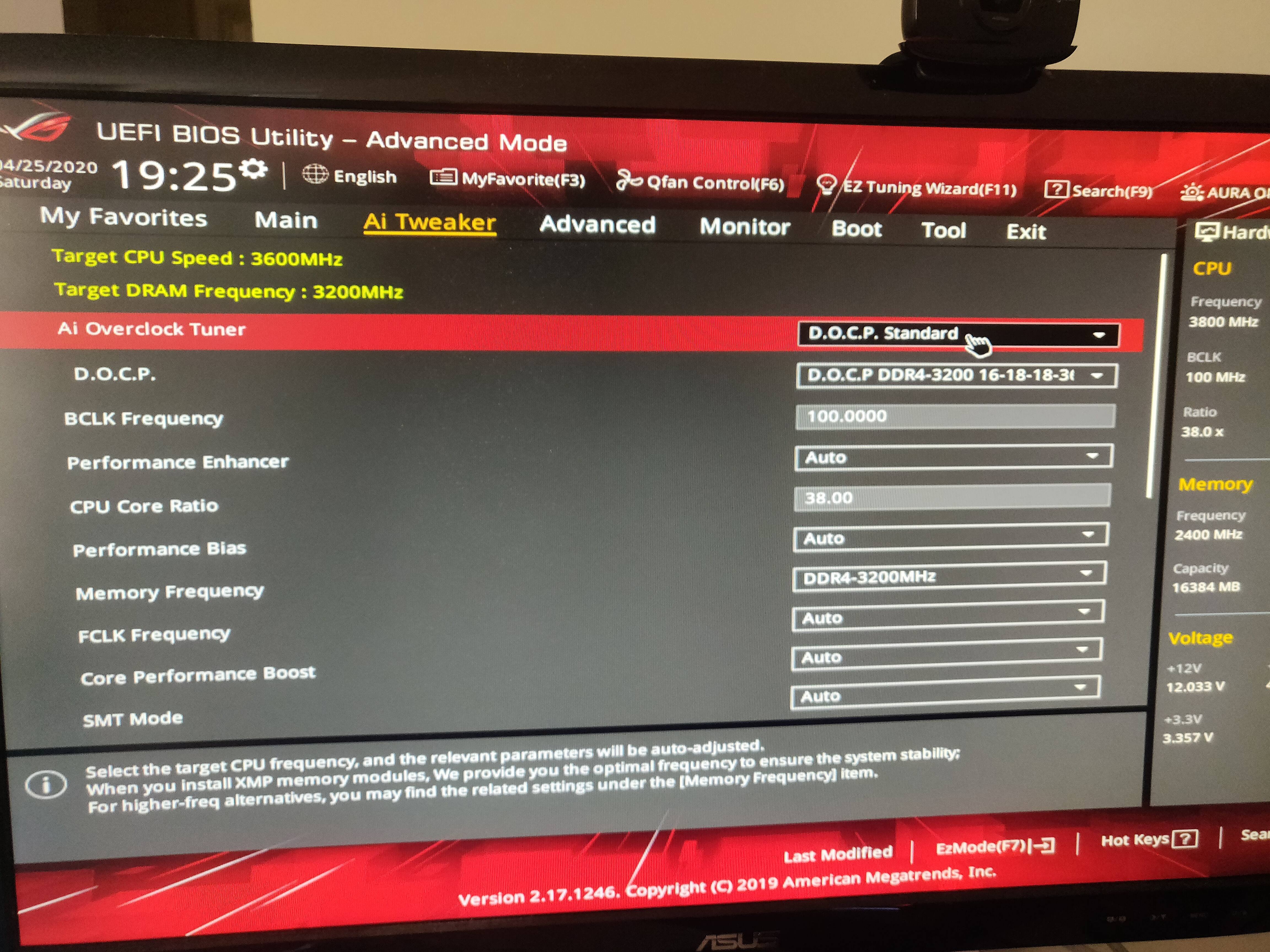 3200Mhz Ram Showing As 2400Mhz 
